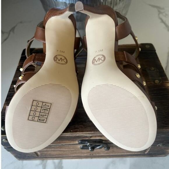 Michael Micheal Kors Jagger Studded Stiletto Sandals in Brown - Picture 8 of 9